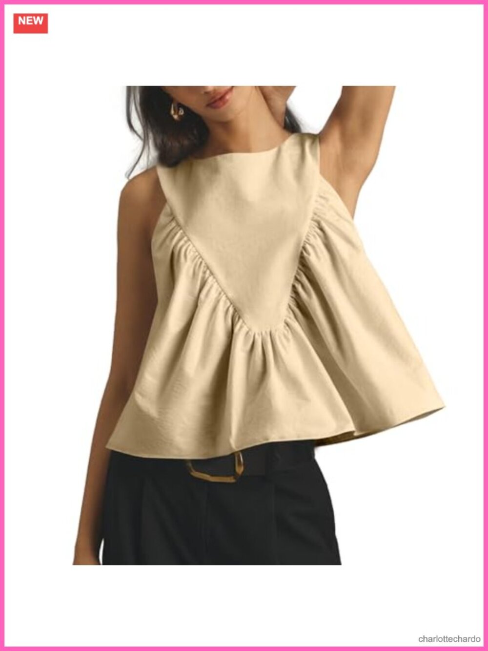 Peplum Babydoll Tank Top Women Summer Shirred Swing Ruffle Hem Loose Fit